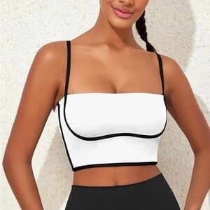 Stylish White and Black Crop Top